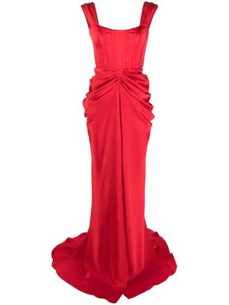 Ana Radu ruched flared gown - women - Polyester - 3XL