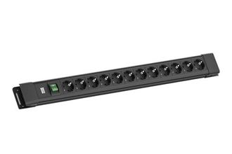 Bachmann Connectus - Regleta De 12 Enchufes (resistente, Con Interruptor Y Cable De 2 M), Color Negro