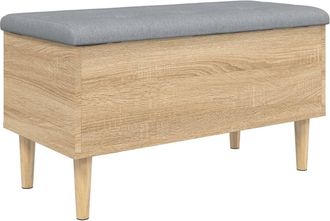 vidaXL Banco Con Almacenaje Madera Ingenier&iacute;a Roble Sonoma 82x42x46 Cm Vidaxl