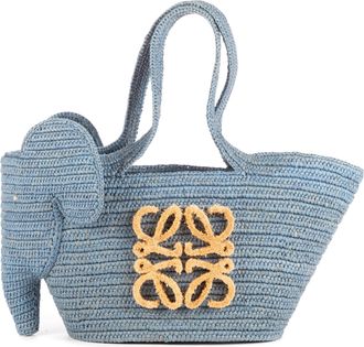 Loewe Pre-owned Womens Elephant Raffia Tote Handbag - Blue - One Size