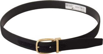 Dolce & Gabbana Mens Black Canvas Leather Gold Metal Buckle Belt