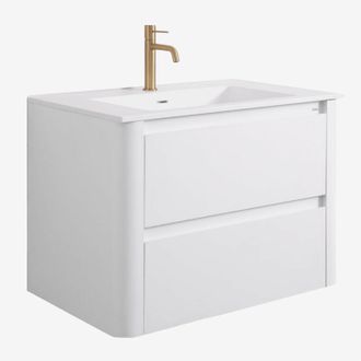 Sklum Conjunto De Mueble De Ba&ntilde;o Suspendido 80x50 Cm En Madera Con Lavabo Integrado Egerton Sklum