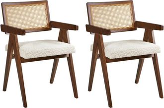 Beliani Set of 2 Dining Chairs AVA Wood Dark Brown