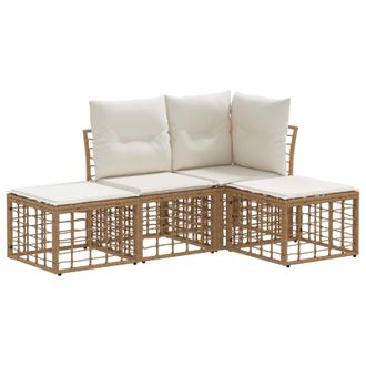 vidaXL Conjunto De Sof&aacute;s De Exterior Natural Poli&eacute;ster Vidaxl