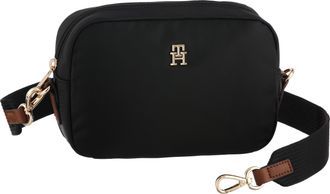 Tommy Hilfiger Mini Bag TOMMY HILFIGER POPETTE CAMERA BAG, Damen, Gr. B/H/T: 22cm x 15cm x 6,5cm, schwarz, Leder, Nylon, Taschen Mini Bag, Damen Umh&auml;ngetasche, Schul