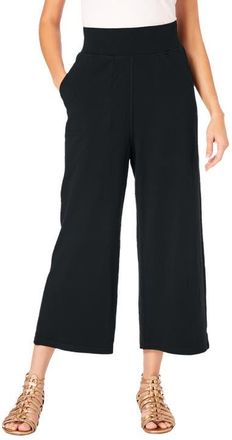 Roaman's Side Pocket Essential Stretch Yoga Capri Pant in Black at Nordstrom, Size 16