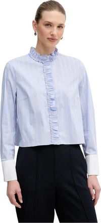 Oui Dames, Blouses & Shirts, Blauw, Maat: M Katoen