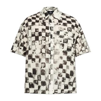 Represent Checkerboard Short Sleeve Shirt - Heren - Korte mouwen Overhemden - Beige - M - Katoen - Overhemden
