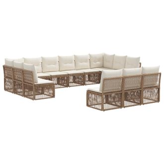 vidaXL Conjunto De Sof&aacute;s De Jard&iacute;n 13 Pcs Beige Rat&aacute;n Sint&eacute;tico Vidaxl