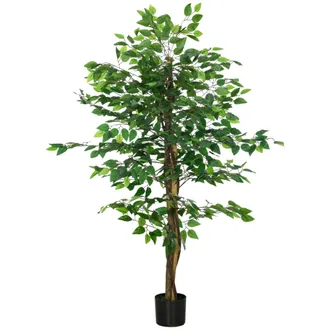 OEM Planta Artificial Con Troncos Naturales 150 Cm Ficus Sint&eacute;tica Con 882 Hojas Decoraci&oacute;n Para Hogar Verde