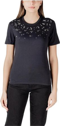 Only Sprankelend Rhinestone T-shirt - Dames - T-shirts - Zwart - S - Katoen - Tops