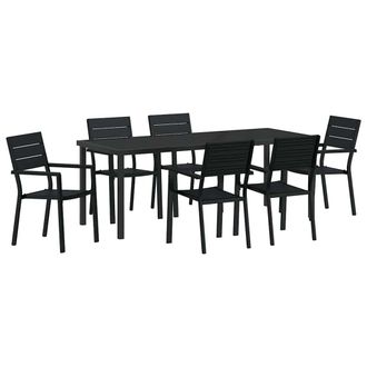 vidaXL Conjunto De Comedor De Jard&iacute;n 7 Pcs Negro Vidaxl