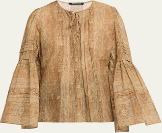Kobi Halperin Joey Floral Flare-Sleeve Blouse
