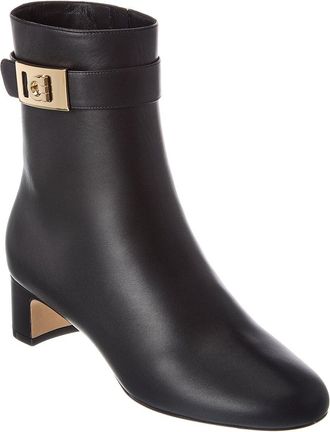 Ferragamo Hug Buckle Leather Bootie