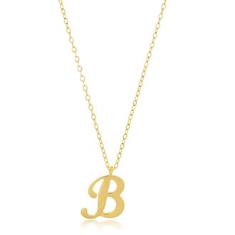 MAX + STONE 10k Solid Yellow or White Gold Dainty Script Initial Extendable Necklace