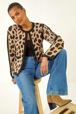 Roman Animal Print Knit Cardigan