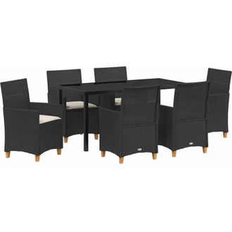 vidaXL Vidaxl - Conjunto De Comedor De Jard&iacute;n 7 Pcs Negro Rat&aacute;n Sint&eacute;tico