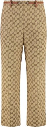Gucci Straight Trousers, female, Brown, XS, GG Fabric Trousers