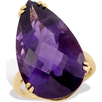 Savvy Cie Jewels Amethyst Pear Statement Ring in Metallic Gold at Nordstrom Rack, Size 9