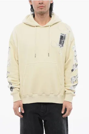 Off-white Brushed-Cotton Hoodie ANGORA Printed size Xxl