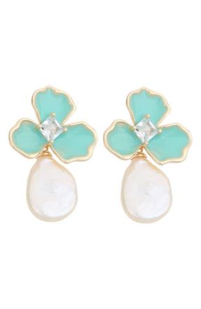 Panacea Freshwater Pearl Drop Earrings in Green at Nordstrom