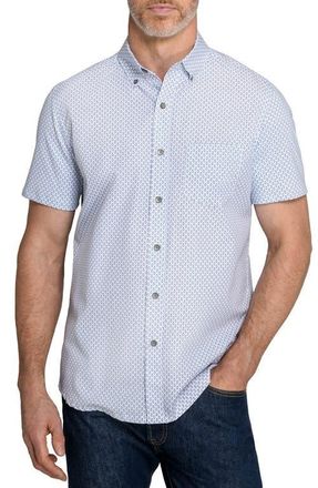 W.R.K Raindrop Reworked Short Sleeve Button-Up Shirt in White/Blue at Nordstrom, Size Xx-Large