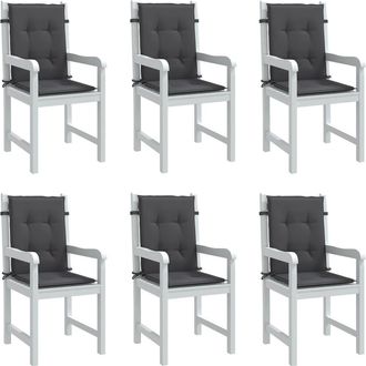 vidaXL Vidaxl - Cojines Silla Respaldo Bajo 6 Ud Tela Gris Antracita Melange