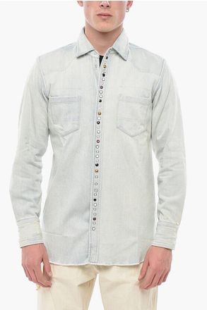 Golden Goose Vintage-Effect Denim Shirt with Jewel Buttons size M