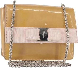 Ferragamo Pre-owned Coated Canvas Schoudertas - Dames - Vintage Mini Tas - Beige - ONE Size - Vintage