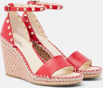 Valentino Garavani Double Rockstud leather espadrille wedges