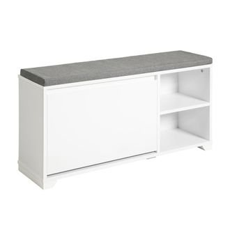 SoBuy Banco zapatero con 1 solapa y 2 estantes madera blanco