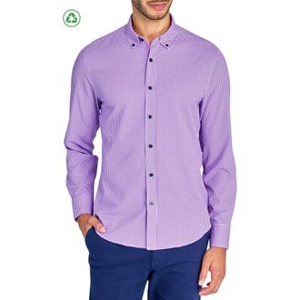 ConStruct Slim Fit Micro Plaid Recycled 4-Way Stretch Performance Long Sleeve Shirt in Lilac at Nordstrom, Size Xx-Large