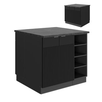 Vicco Isla De Cocina Fame-line, Rayas Negras, 90 Cm Sin Encimera, Vicco