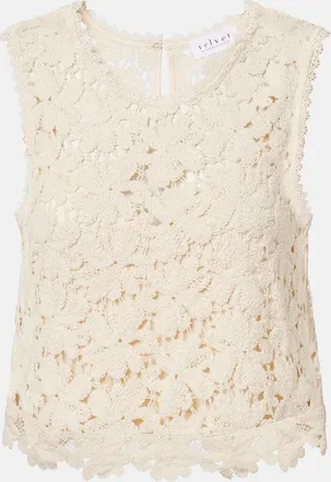 Velvet Simona cotton-blend guipure lace top