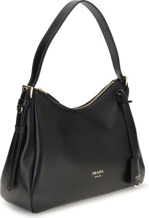Prada Womens Shoulder Bag Leather Nero Calf Bos Taurus