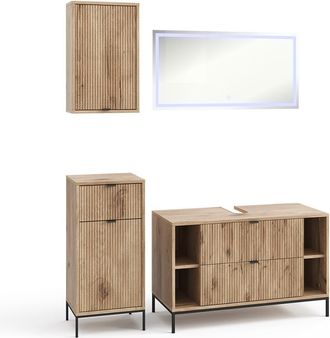 Vicco Conjunto De Muebles De Ba&ntilde;o Eliza, Roble Vikingo, 4 Partes, Vicco