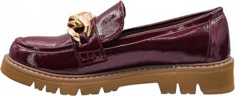 Corkys Footwear Womens Not Literally Slip-On Lug Sole Loafer In Dark Red Crinkle Patient