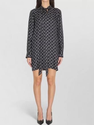 Gucci silk twill mini dress bow neckline