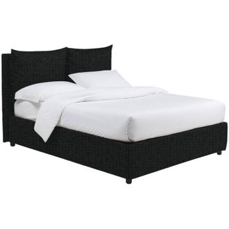 Dmora Letto Piazza e Mezza Falmouth, Sfoderabile, Contenitore Made in Italy, Grigio Scuro