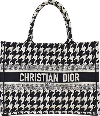 Dior Black White Canvas Handbag Tote Bag (Pre-Owned)