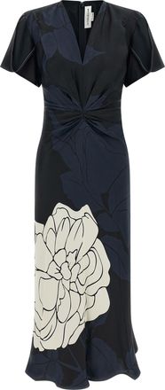 Victoria Beckham Gathered V-Neck Abiti Blu-Donna