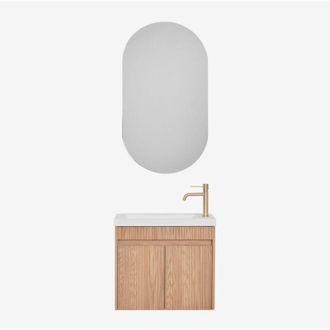Sklum Conjunto De Mueble De Ba&ntilde;o Suspendido En Madera Con Lavabo Integrado Narek Sklum