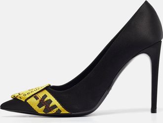 Off-white Black/yellow Satin And Logo Canvas Commercial Bow Pumps