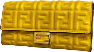 Fendi Yellow Leather Long Wallet (Bi-Fold) (Pre-Owned)