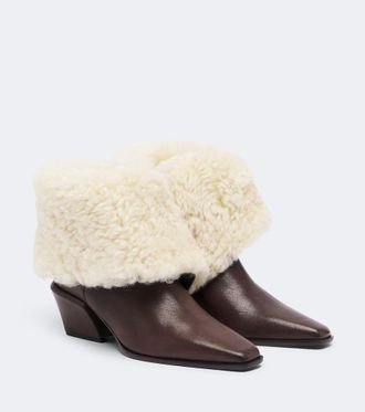 PARIS TEXAS Bettina leather and shearling ankle boots