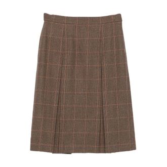 Saint Laurent Midi Skirts, female, Beige, S, Midi Skirt in Prince of Wales Wool and Cashmere