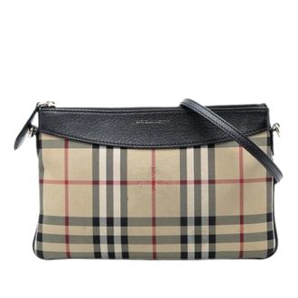 Burberry Pre-owned Cross Body Bags, female, Beige, Size: ONE SIZE Pre-owned Peyton Canvas Crossbody Bag