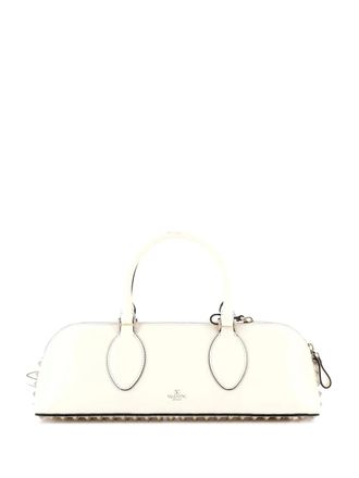 Valentino Garavani Rockstud Zip Up Top Handle Bag Leather East West shoulder bag - Toni neutri