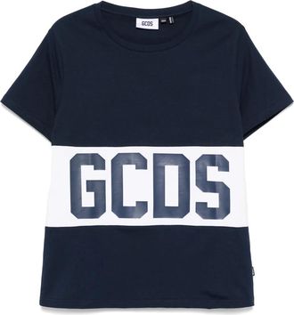 GCDS Blauw Katoenen T-Shirt - Heren - T-shirts - Blauw - S - Katoen - Tops