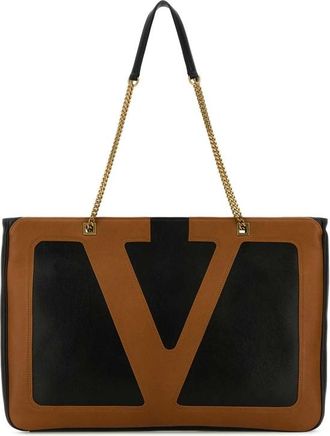 Valentino Garavani Black Nappa Leather Large Viva Superstar Shopping Bag